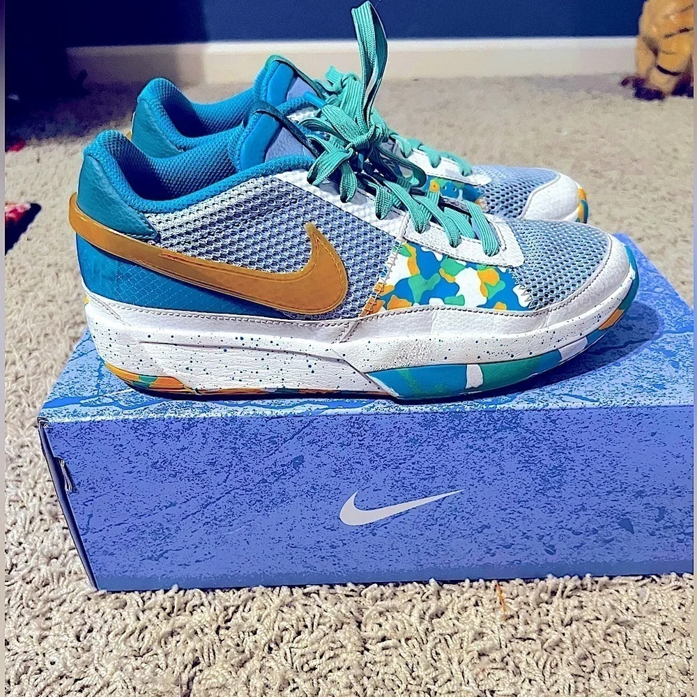 Nike Ja 1 'Water Battle' Blue Sneaker, Size 7Y / 8.5W